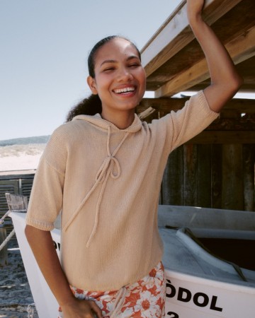 Cotton wool shirt met muts