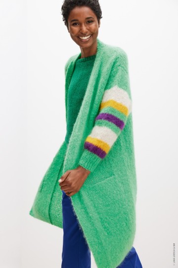 Mohair moda lang vest strepen mouw