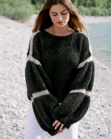 Mohair moda trui zwart wit