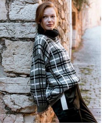 Trui merino aran ruit